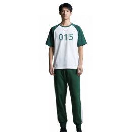 【Select Green-White Contrast Sportswear Set】|Squid Game Event Tee|Gym|White short-sleeve T-shirt|Green raglan sleeve cut|Crew neck design|Front green number print|Green track pants with white side stripes|Fitness Instructor|Sportswear Specialty Store T119 【Select Green-White Contrast Sportswear Set】|Squid Game Event Tee|Gym|White short-sleeve T-shirt|Green raglan sleeve cut|Crew neck design|Front green number print|Green track pants with white side stripes|Fitness Instructor|Sportswear Specialty Store T119